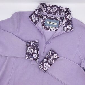 Orvis Women's Purple Lavender Long Sleeve 1/4 Zip Cotton-Blend Pullover Size M